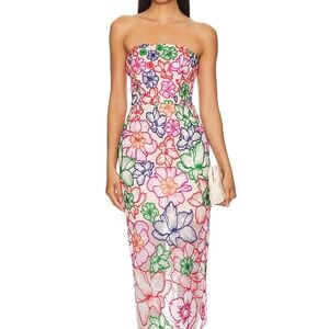 Milly Strapless Dress with Colorful Floral Design